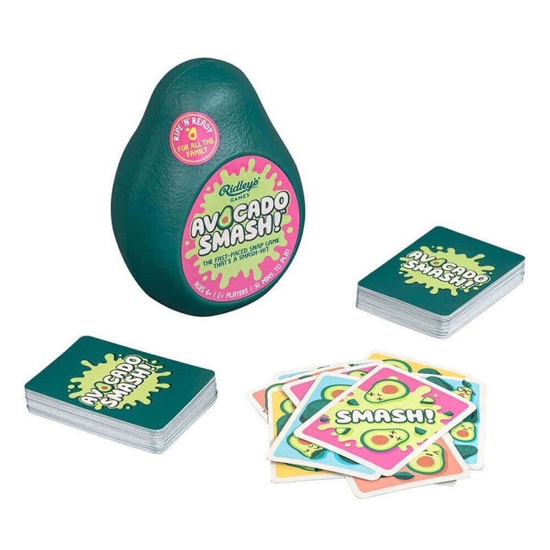 Avocado Smash card game by Ridleyās Games ā fun fast-paced family snap game with avocado-shaped case and colorful cards
