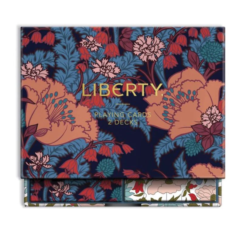 Luxury Liberty London playing cards in navy floral design