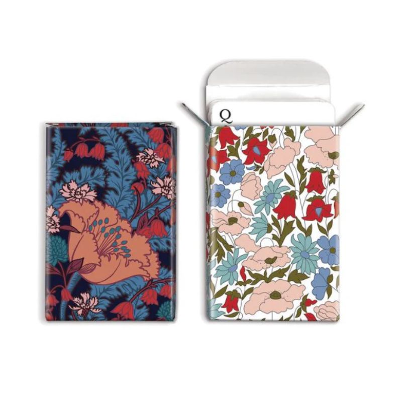 Luxury Liberty London playing cards in navy floral design