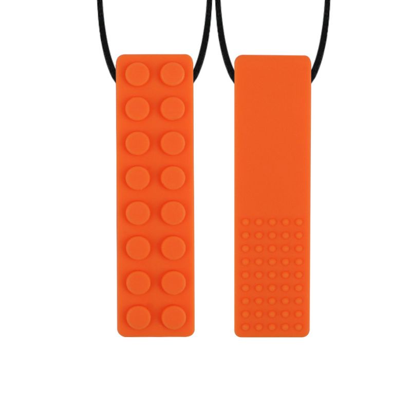 Orange Brick Block| Chew Necklace
