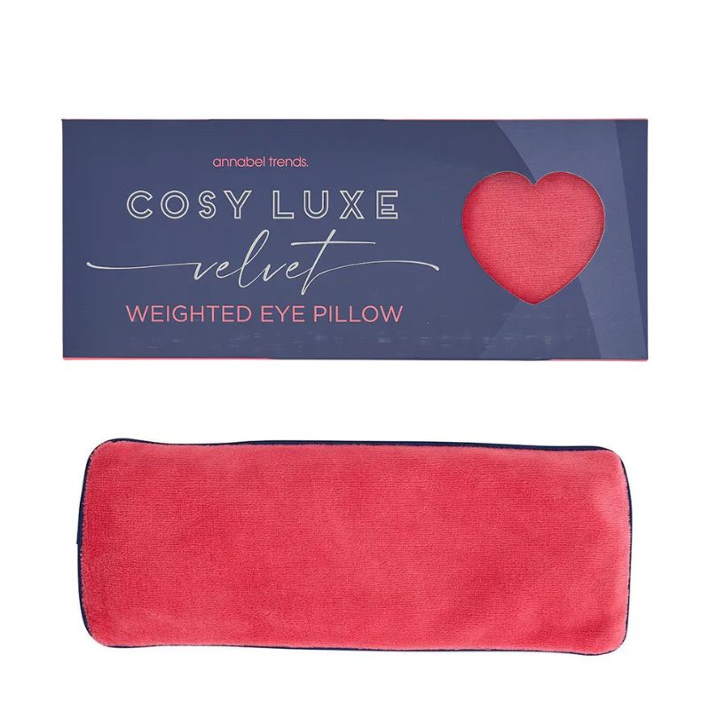 Pink Crush velvet weighted eye pillow by Annabel Trends designed for sensory relaxation and calming deep-pressure comfort.
