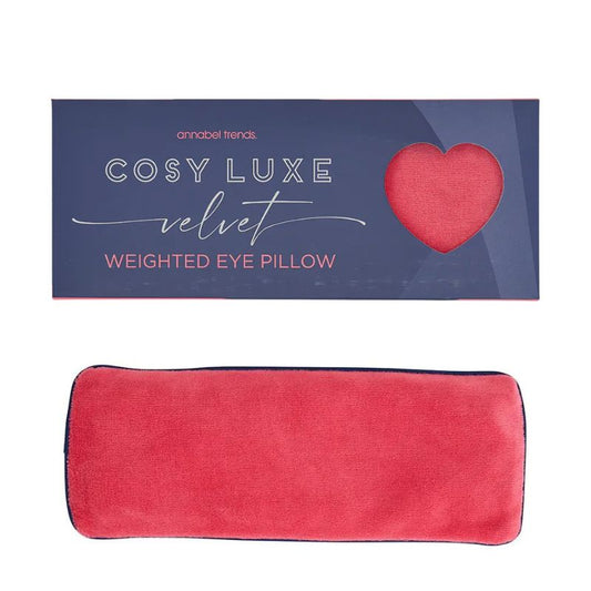 Pink Crush velvet weighted eye pillow by Annabel Trends designed for sensory relaxation and calming deep-pressure comfort.