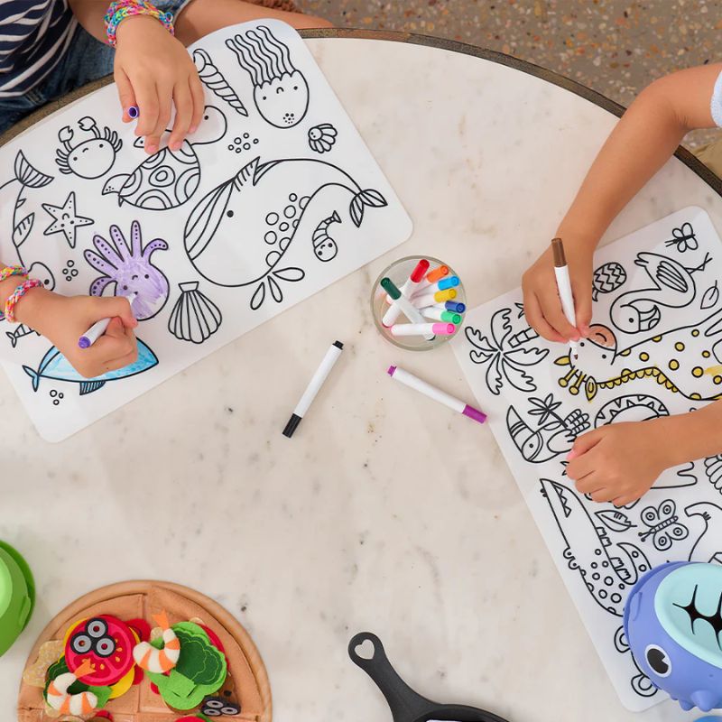 Eco-Friendly Kids Colouring Mat – Sea Animals Design